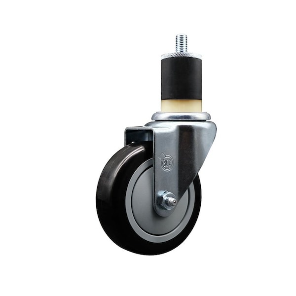 4'' Black Poly Wheel Swivel 1-7/8'' Expanding Stem Caster